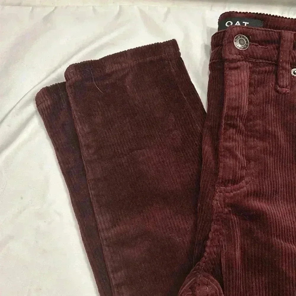 OAT New York Women High Rise Skinny Burgundy Corduroy Size 26 - Picture 3 of 6